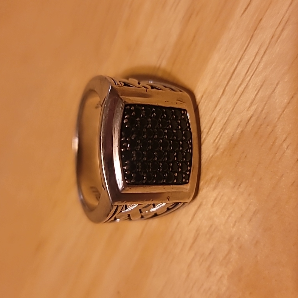 MGW Sterling Silver Black Sapphire Men's Ring Sz. 11.5